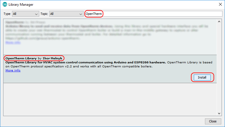Install OpenTherm Library